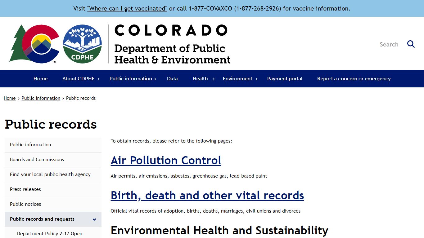 Public records | Department of Public Health & Environment